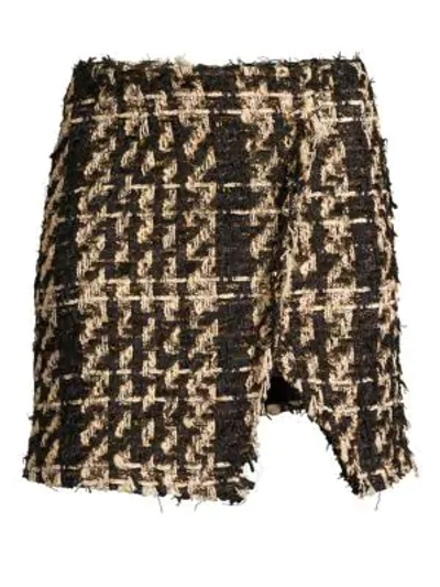 Shop Faith Connexion Tweed Raw Edge Mini Skirt In Black Beige