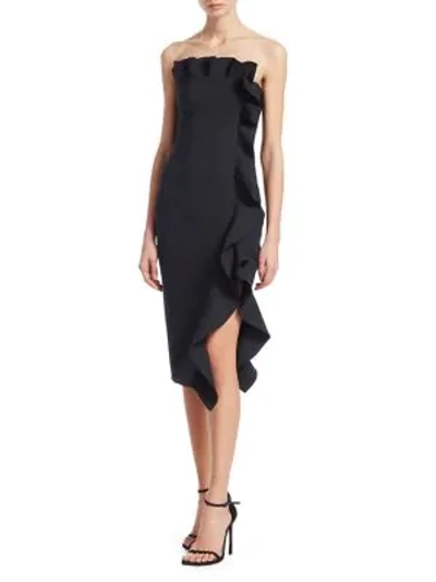 Shop Cinq À Sept Selma Strapless Ruffled Sheath Dress In Black