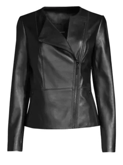 Shop Elie Tahari Wilma Leather Jacket In Black
