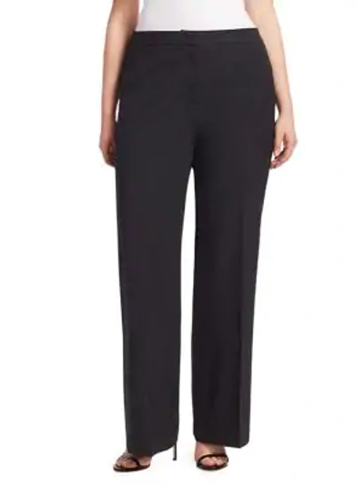 Shop Marina Rinaldi Stretch Wool Pants In Black