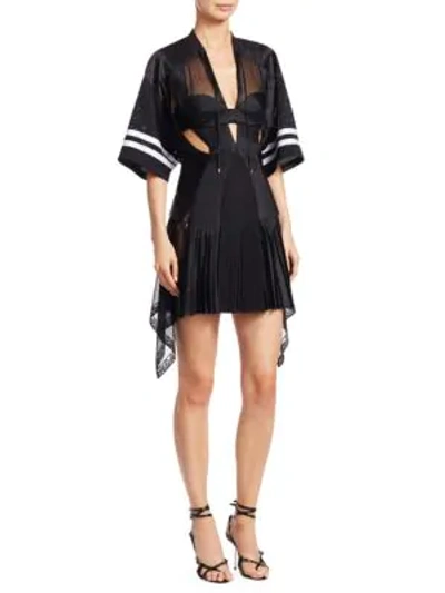 Shop Alexander Wang Athletic Mesh Hybrid Football Dress In Black