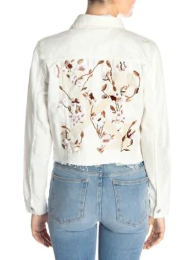 Shop Off-white Floral Embroidered Denim Jacket In White Ecru