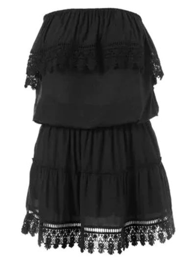 Shop Melissa Odabash Joy Crochet-trim Strapless Mini Dress In Black
