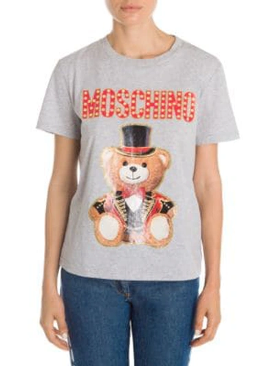 Shop Moschino Circus Bear Logo Tee In Grey Multi