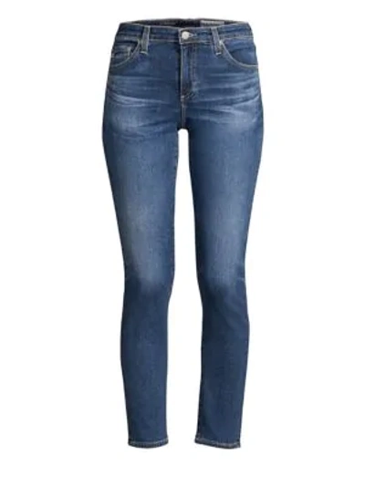 Shop Ag Prima Mid-rise Ankle Cigarette Jeans In 8 Years Blue Portrait