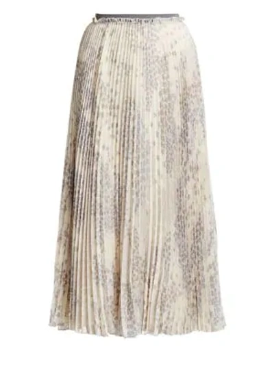 Shop Red Valentino Cascading Star Pleated Midi Skirt In Grey