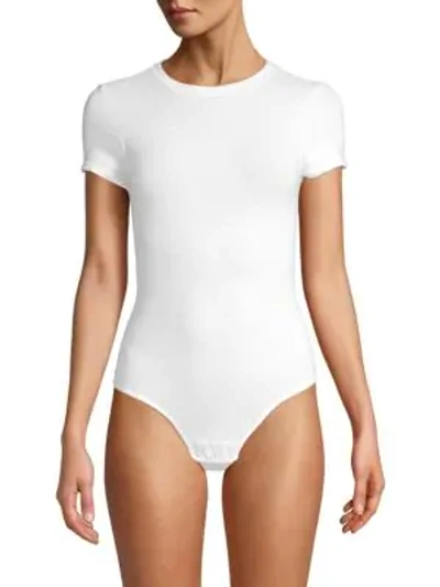 Shop Yummie Women's Short Sleeve Shaping Thong Back Bodysuit In White