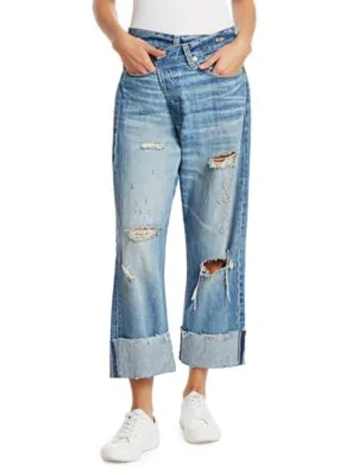 Shop R13 Distressed Crossover Jeans In Emory