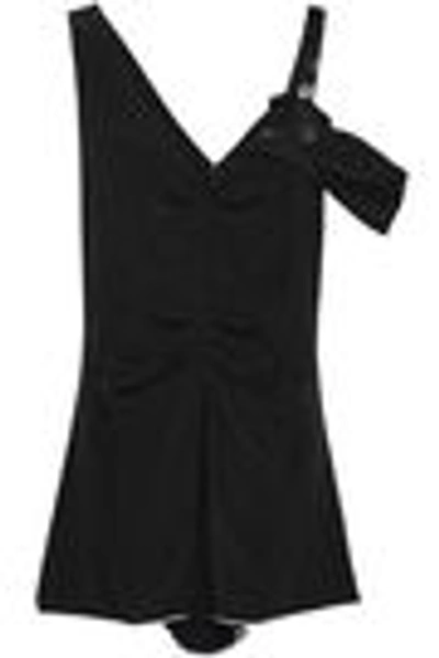 Shop Proenza Schouler Woman Cold-shoulder Shirred Silk Crepe De Chine Top Black