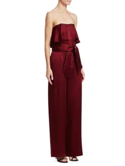 Shop Carolina Ritzler Julie Strapless Popover Jumpsuit In Bordeaux