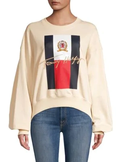 Shop Tommy Hilfiger Oversized Sleeve College Sweater In Navajo