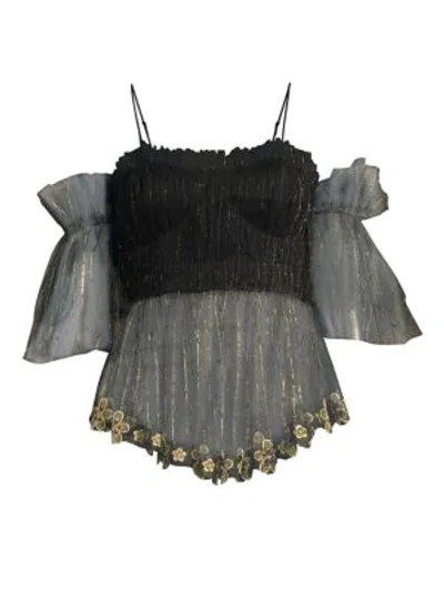 Shop Alice Mccall Alright Chiffon Ruffle Top In Black