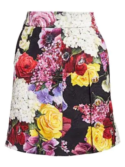 Shop Dolce & Gabbana Floral Brocade Mini Skirt In Mix Floral
