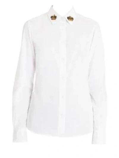 Shop Dolce & Gabbana Crown Collar Button-down Shirt In White