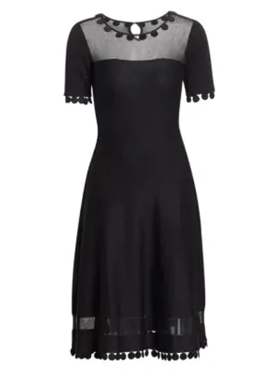 Shop Oscar De La Renta Illusion Knit Dress In Black