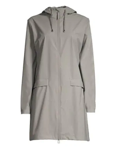Shop Rains Hooded Zip-up Mackintosh In Stone