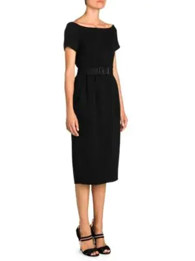 Shop Fendi Crepe Off-the-shoulder Midi Dress In Black