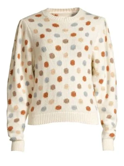 Shop La Vie Rebecca Taylor Jacquard Knit Dot Sweatshirt In Ivory Multi