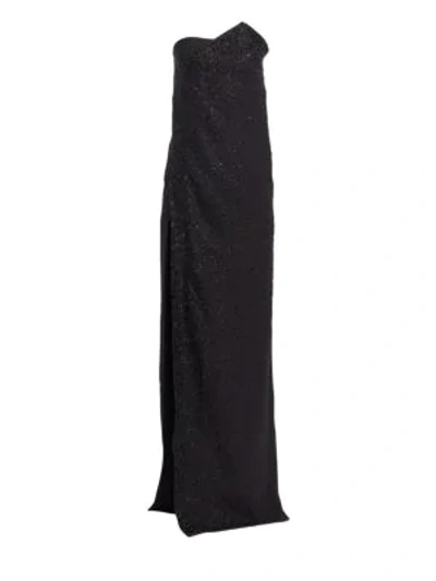 Shop Ahluwalia Chalet Strapless High Slit Gown In Jet Black