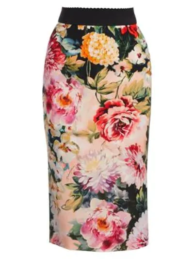 Shop Dolce & Gabbana Floral Cady Pencil Skirt