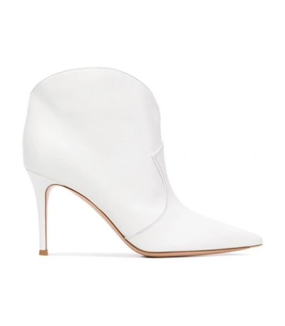 Shop Gianvito Rossi White Pointed Ankle Boots