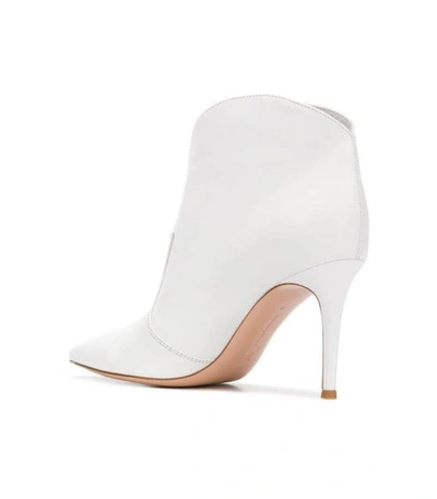 Shop Gianvito Rossi White Pointed Ankle Boots