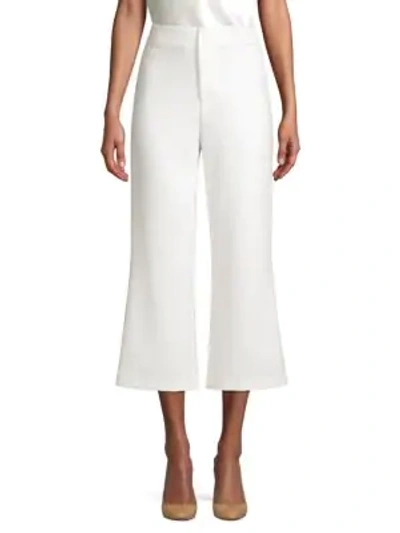 Shop Alice And Olivia Lorinda Super High-waist Cropped Flare Pants In Off White