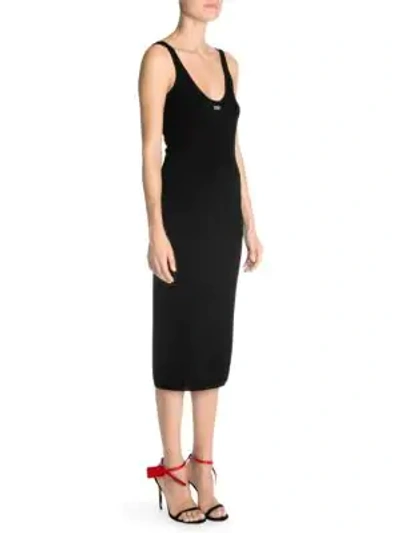 Shop Off-white Basic Knit Midi Dress In Black White