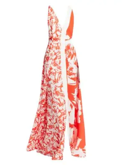 Shop Roland Mouret Berkeley Floral Maxi Dress In Red