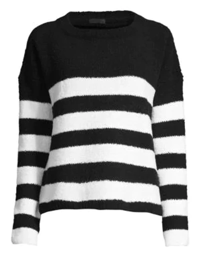 Shop Atm Anthony Thomas Melillo Chenille Stripe Sweater In Black Chalk