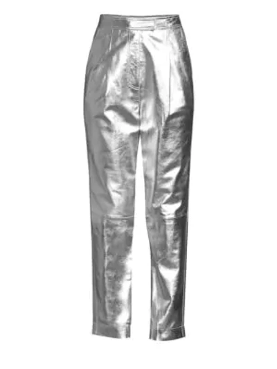 Shop Robert Rodriguez Metallic Leather Trousers In Silk