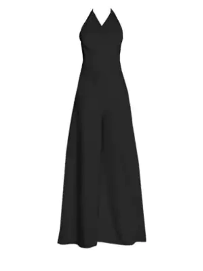 Shop Stella Mccartney Compact Halter Front Knit Jumpsuit In Black