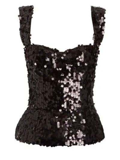 Shop Dolce & Gabbana Paillette Bustier Top In Black