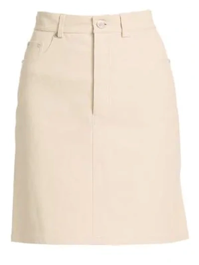 Shop Helmut Lang Five-pocket Leather Skirt In Flax