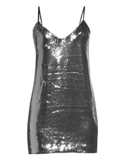 Shop Rta Bijoux Sequin Mini Dress In Malta Silver