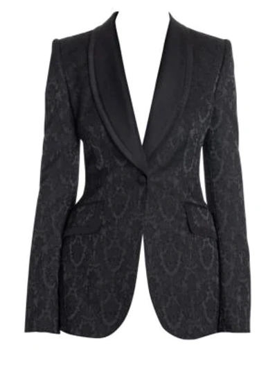 Shop Dolce & Gabbana Jacquard Shawl Collar Blazer In Black