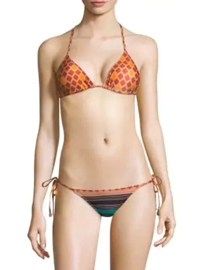 Shop Sinesia Karol Alyssa Diamond-print String Bikini Top In Multicolor