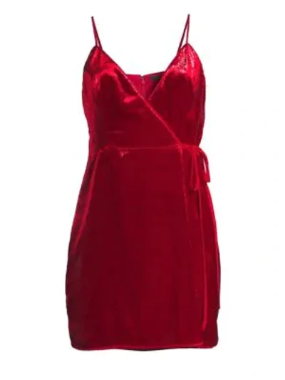 Shop Bcbgmaxazria Shimmer Velvet Minidress In New Red