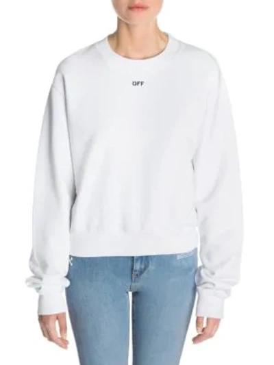 Shop Off-white Basic Cropped Crewneck Sweater In White Black