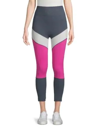 Shop Phat Buddha Times Square Cropped Leggings In Blueberry Rose