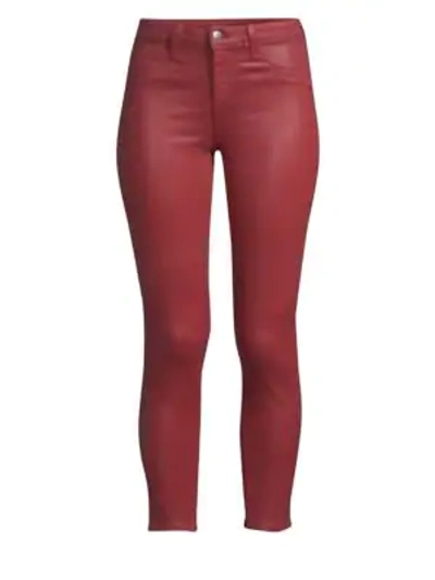 Shop L Agence Margot Ankle-length Coated Jeans In Dark Berry