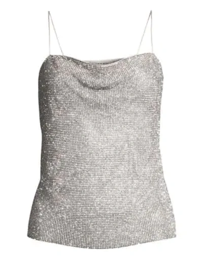 Shop Alice And Olivia Harmon Chainmail Drape Tank In Silver