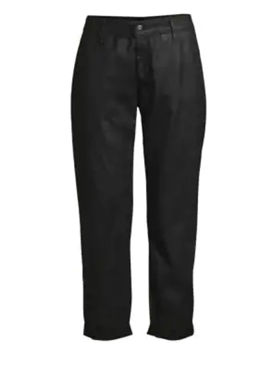 Shop Ag Caden Mid-rise Tailored Leatherette Trousers In Black Leatherette