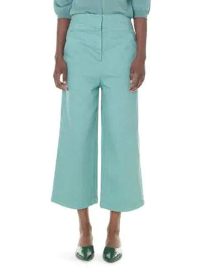 Shop Tibi Garment Dyed Demi-crop Jeans In Egg Blue