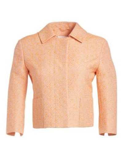 Shop Akris Punto Cropped Tweed Jacket In Tangerine