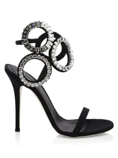 Shop Giuseppe Zanotti Crystal Circle Stiletto Heels In Black