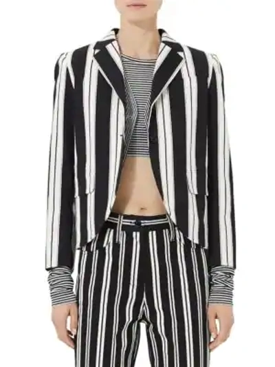 Shop Marc Jacobs Redux Grunge Wide Stripe Stretch Cotton Blazer In Black Ivory