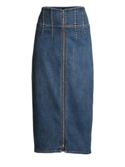 Shop Current Elliott Tribly Denim Pencil Skirt In Kelby