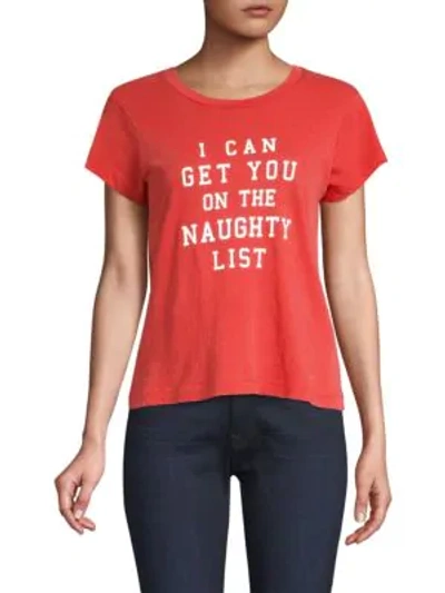 Shop Wildfox Naughty List Cotton T-shirt In Scarlet