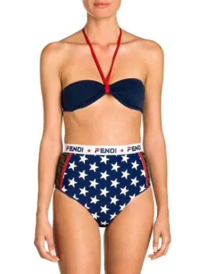 Shop Fendi Logo Star Bikini In Navy Star